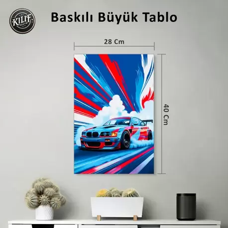 BMW M3 Drift Soyut Sanat — Baskılı Büyük Tablo (40x28 cm)