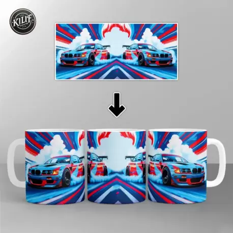 BMW M3 Drift Soyut Sanat — Baskılı Kupa Bardak