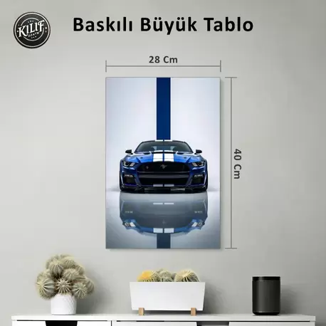 Ford Mustang Shelby Mavi Şeritli — Baskılı Büyük Tablo (40x28 cm)