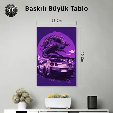 Nissan GT-R Ejderha Ruhu Purple — Baskılı Büyük Tablo (40x28 cm)