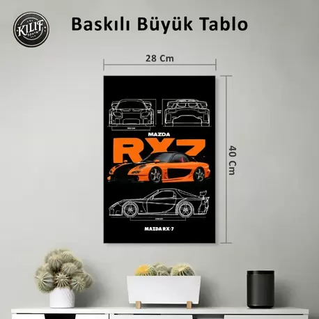 Mazda RX-7 VeilSide Teknik Çizim — Baskılı Büyük Tablo (40x28 cm)