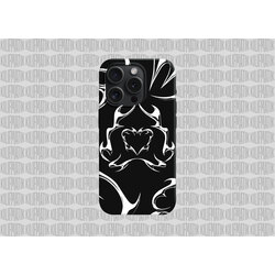 BLACK AND WHITE METALLIC HEART