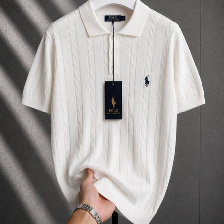 RL ÖRME TRİKO BEYAZ POLO YAKA