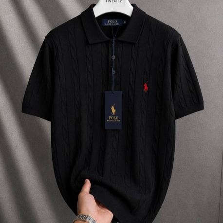 RL ÖRME TRİKO SİYAH POLO YAKA