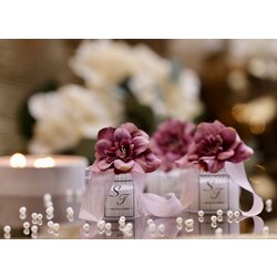 Mürdüm Yapay Çiçekli Mika Mum