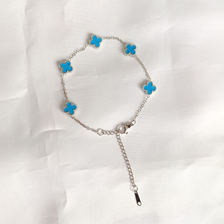 Van Cleef Mini Mavi- Gümüş Bileklik