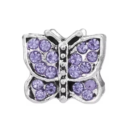 Lila Taşlı Kelebek Charm