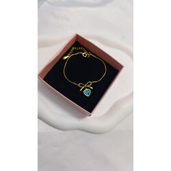 Mavi taşlı gold renk fiyonk bileklik