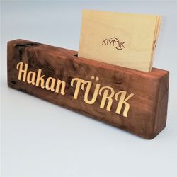 Ahşap Kartvizit Yuvalı Prestij Masaüstü İsimlik