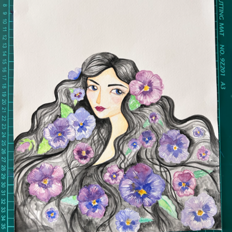 Violet // Orijinal Sulu Boya İllüstrasyon