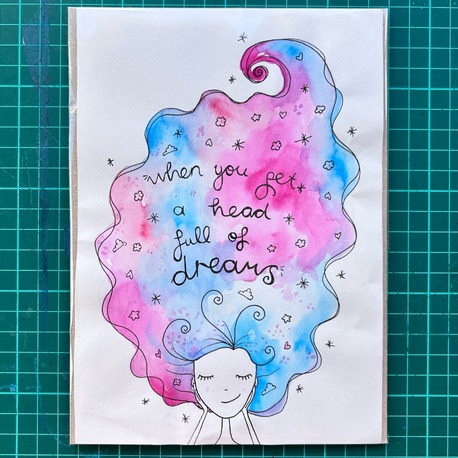 Head Full Of Dreams - Orijinal Suluboya Çizim