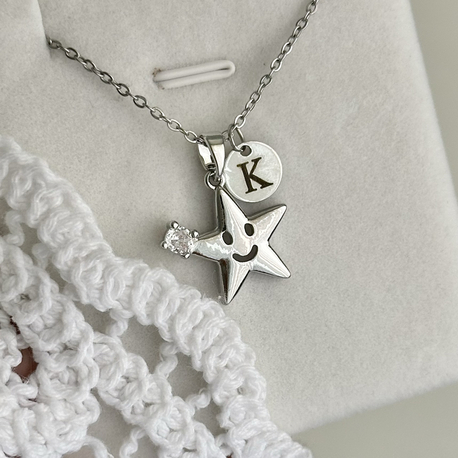 çelik | yıldız kişiye özel şans kolyesi