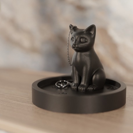 Yavru Kedi Temalı Özel Tasarım Takı, Yüzük Masa Üstü Organizer