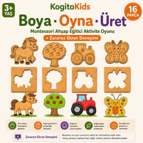Kogito Kids Montessori Çiftlikte Bir Gün 16 Parça 