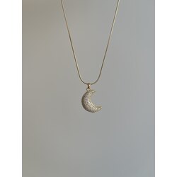 incili moon kolye | çelik