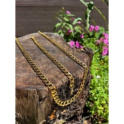Gold Renk Zincir Çelik Kolye + Bileklik Seti
