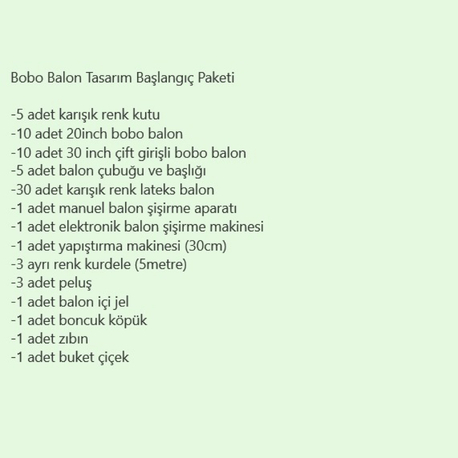 Bobo Balon Tasarım Başlangıç Paketi 