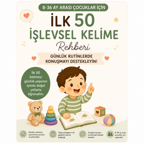  Konuşarak Büyüyorum® İlk 50 İşlevsel Kelime Rehberi (8-36 Ay)