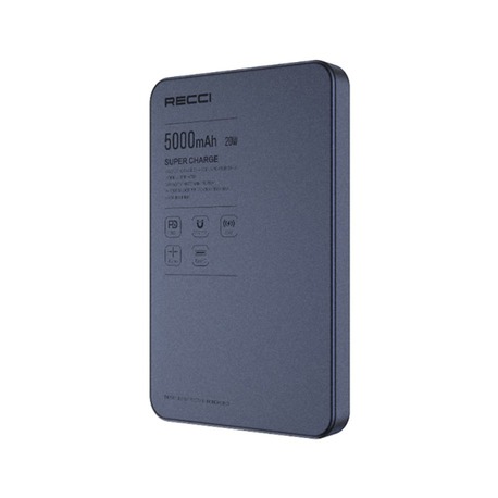 Recci RPB-W35 Ultra İnce PD 20W Hızlı Şarj Özellikli Wireless Powerbank 15W 5000mAh