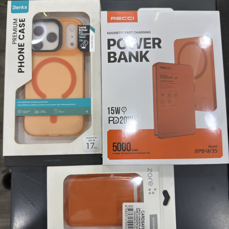 3 lü set ( benks lucid Armor 17pro/promax/recci Magsafe powerbank/zore Magsafe kartlık
