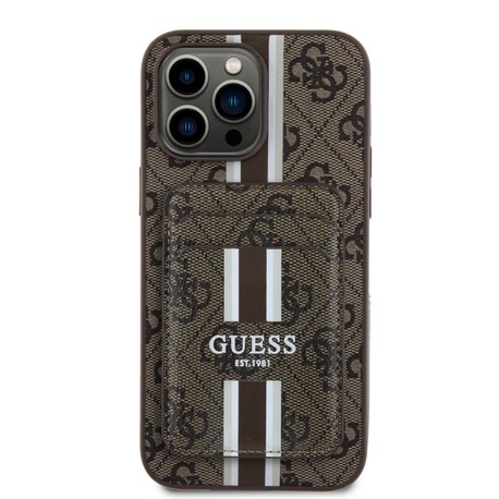Apple iPhone 14 Pro Max Kılıf Guess M-safe Şarj Özellikli 4G Desenli Çizgili Kartlı