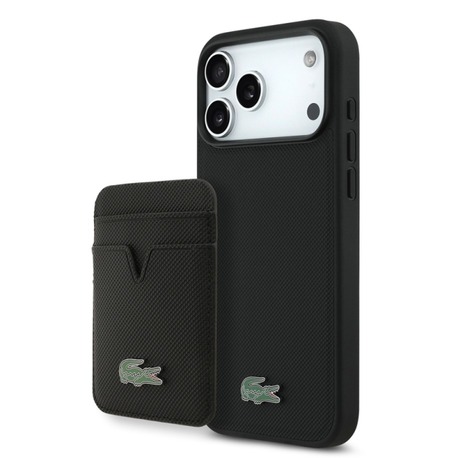 Apple iPhone 17 Pro Max Kılıf Lacoste Şarj Özellikli PU Pike Desenli Metal L