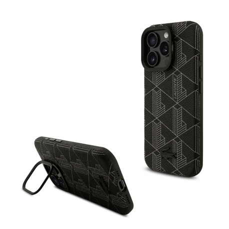 Pitaka 16 Pro Max Kılıf Lacoste Orjinal Lisanslı M-safe Şarj  Standlı PU Deri Karışık Monog