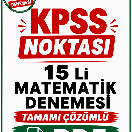KPSS AGS 15 erli Çözümlü Matematik Denemeleri PDF / DİJİTAL ( Kitap Değil )