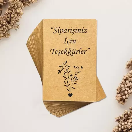 Siparişiniz İçin Teşekkürler Yazılı Kraft Teşekkür Kartı