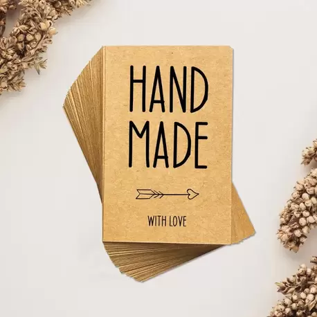 Hand Made With Love Yazılı Kraft Teşekkür Kartı