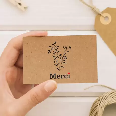 Merci Yazılı Kraft Teşekkür Kartı