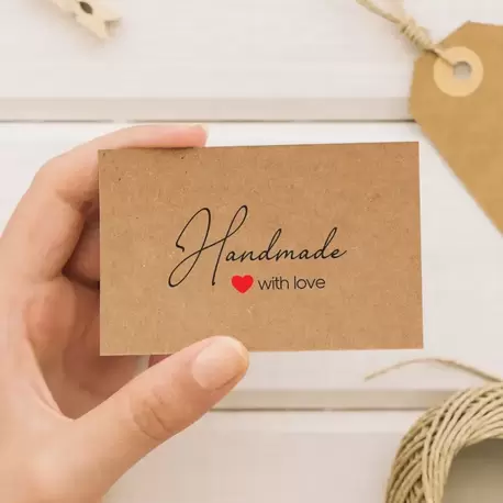 Hand Made With Love Yazılı Kraft Teşekkür Kartı