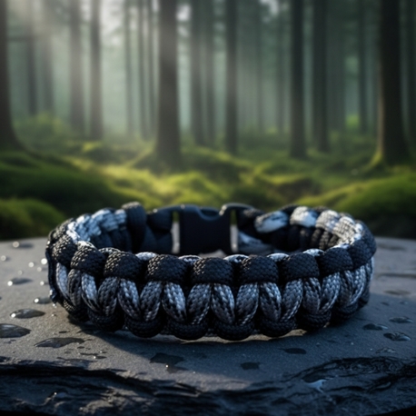 Siyah Kırçıllı & Siyah Paracord Bileklik