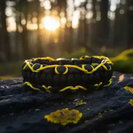 Siyah & Sarı Kenar Örgü Paracord Bileklik
