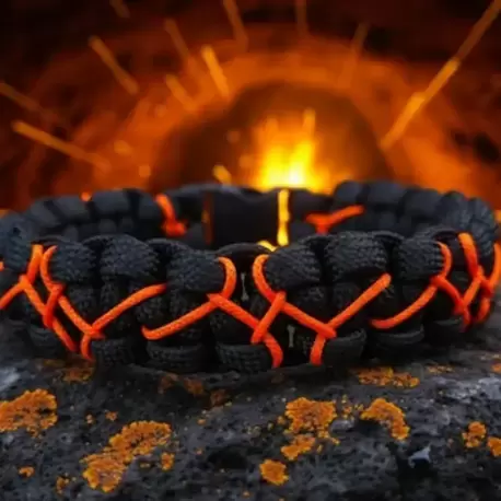 Siyah & Turuncu Çapraz Paracord Bileklik