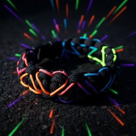 Siyah & Gökkuşağı Kalp Paracord Bileklik