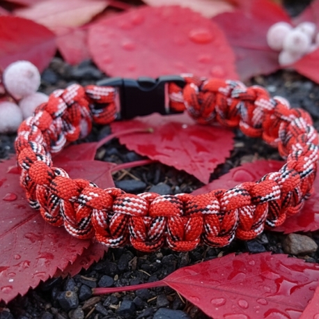 Kırmızı Kırçıllı Paracord Bileklik 