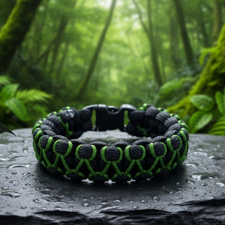 Siyah & Yeşil Zincir Paracord Bileklik