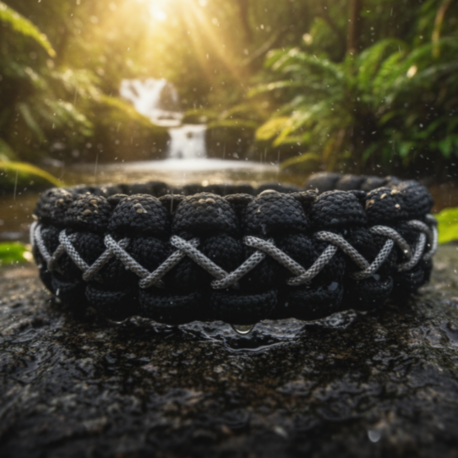 Siyah & Gri Çapraz Paracord Bileklik