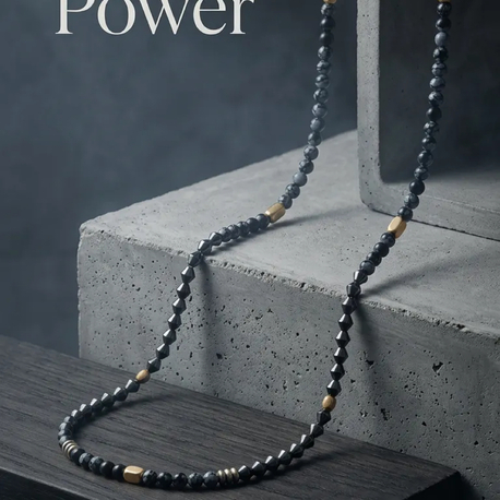 Obsidyen hematit kolye