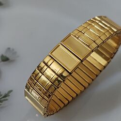 Esnek Geniş Plaka Detay Bileklik-Gold-Unisex 