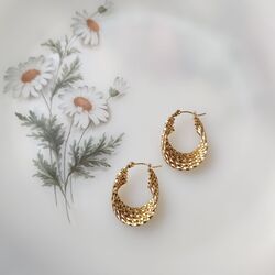 Asimetrik Tırtıklı Çelik Küpe