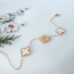 Marka Model Yonca Bileklik (Beyaz-Gold)