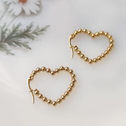 Topçuklu Mini Kalp Küpe