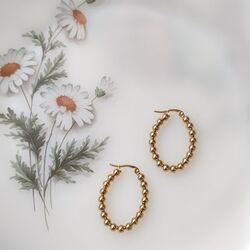 Topçuklu Oval Küpe