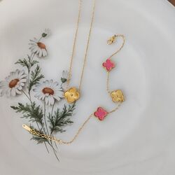 Marka Model Yonca Set Gold-Pembe