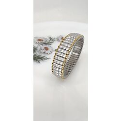 Esnek Gold Şeritli Silver Bileklik-Unisex