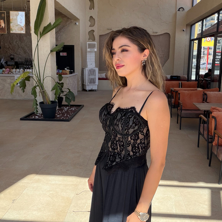 Siyah dantel güpürlü korse 
