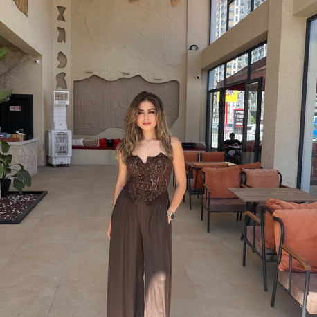 Kahve dantel güpürlü korse 