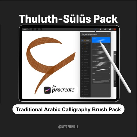 Procreate için Traditionalhand Arapça Kaligrafi Sülüt Paketi Fırçası
